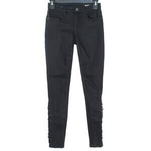 BlankNYC Womens Jeans Intro Skinny Lace Up Leg Zip Fly Black Size 25 KY